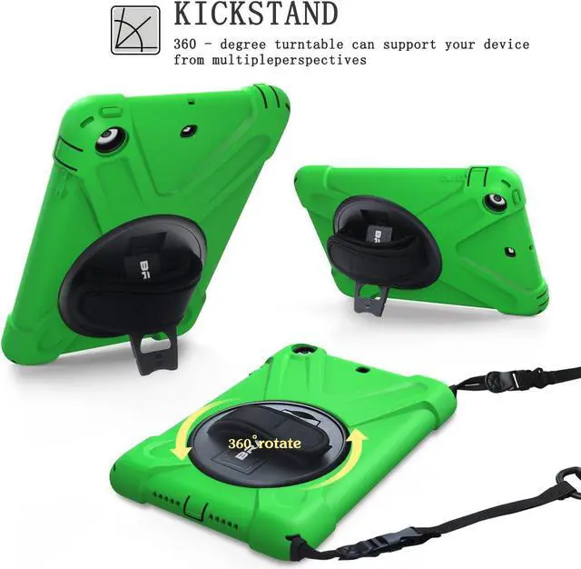 Alt view image 3 of 7 - iPad Mini 1 Case iPad Mini 2 Case iPad Mini 3 Case, Rotating Kickstand/Hand Grip/Adjustable Shoulder Strap Heavy Duty Rugged Kids Cover Case for iPad Mini 1st/2nd/3rd Gen-Green