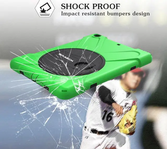 Alt view image 6 of 7 - iPad Mini 1 Case iPad Mini 2 Case iPad Mini 3 Case, Rotating Kickstand/Hand Grip/Adjustable Shoulder Strap Heavy Duty Rugged Kids Cover Case for iPad Mini 1st/2nd/3rd Gen-Green