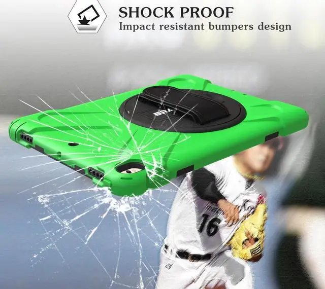 Alt view image 5 of 7 - iPad Mini4 Shockproof Case,iPad Mini 5 Case,Three Layer Drop Protection Rugged Protective Heavy Duty Case with 360 Degree Swivel Stand/Hand Strap/Shoulder Strap Fit iPad Mini 4/5 Case(Green)