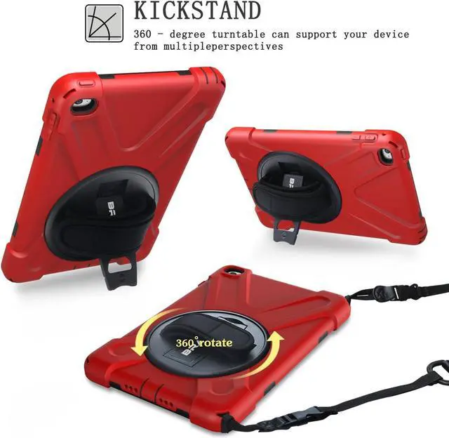 Alt view image 2 of 7 - Case for iPad Mini 4& iPad Mini 5 with 360 Degree Swivel Stand/Hand Strap/Shoulder Strap for Protective Fit Case for Mini iPad 5- Red
