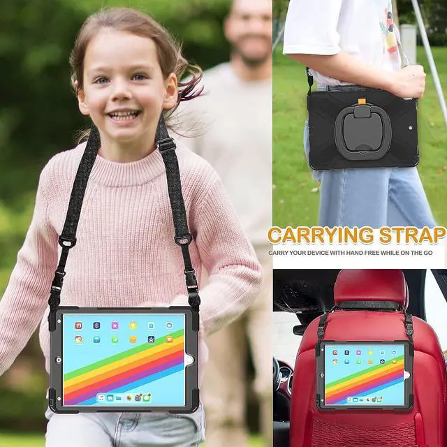 Alt view image 5 of 6 - iPad Air 3 10.5 Case 2019,iPad Pro 10.5 Case 2017- Heavy Duty Silicone Case Cover with Pencil Holder,Rotating Hand Grip,Carrying Shoulder Strap,Stable Kickstand Fit iPad Air 3rd Gen case-Black