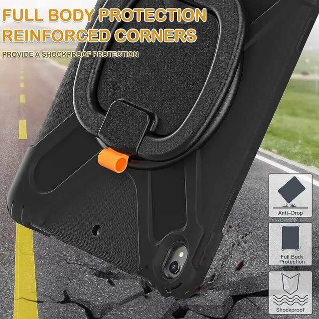 Alt view image 6 of 6 - iPad Air 3 10.5 Case 2019,iPad Pro 10.5 Case 2017- Heavy Duty Silicone Case Cover with Pencil Holder,Rotating Hand Grip,Carrying Shoulder Strap,Stable Kickstand Fit iPad Air 3rd Gen case-Black