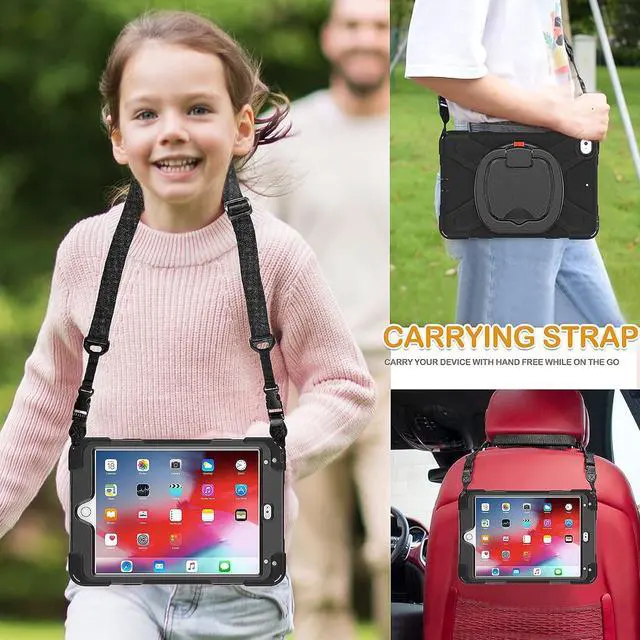 Alt view image 5 of 6 - iPad Mini 5 Case 2019, iPad Mini 4 Case, 3-Layer Full-Body Rugged Silicone Case with 360°Rotatable Stand/Hand Grip/Stable Kickstand/Pencil Holder for iPad Mini 5th/4th Gen 7.9 Inch Tablet-Black