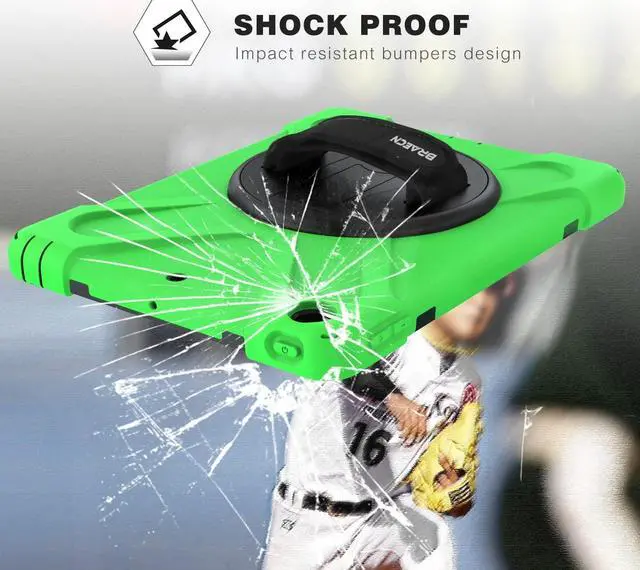 Alt view image 5 of 7 - Case for iPad 10.2 2021/2020/2019, iPad 9th/8th/7th Generation Cases,Three Layer Heavy Duty Protective Kids Case with Screen Protector, Hand Strap,Shoulder Strap,Kickstand for iPad 9/8/7 -Green