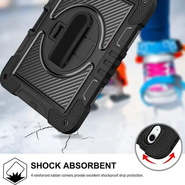 Alt view image 2 of 7 - Case for iPad 10th Generation 10.9 Inch 2022, Built-in Pencil Holder Heavy Duty Shockproof Rugged Protective Case with Full Body 360 Rotate Stand Hand Strap Case