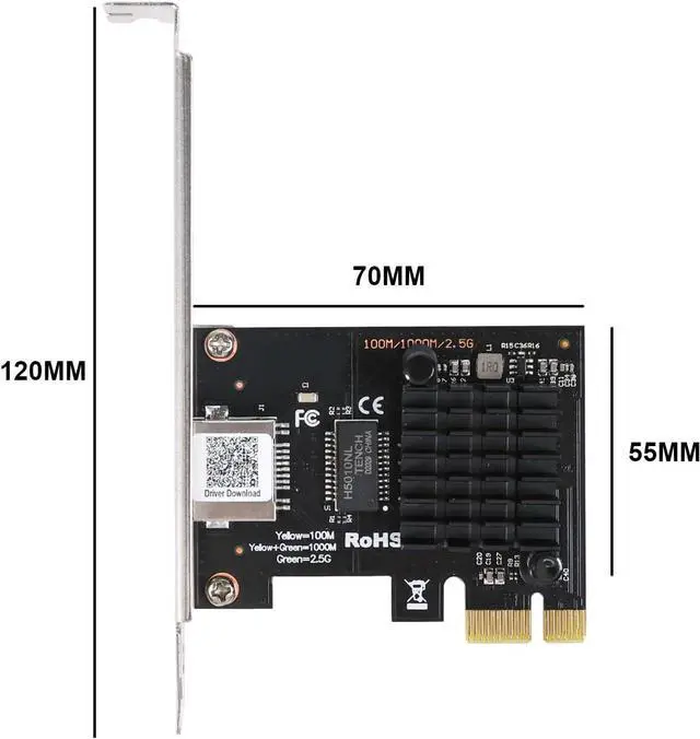 Alt view image 7 of 7 - 2.5GBase-T PCI-E Network Card,Single RJ45 Port 2500/1000/100M/10Mbps Network Adapter with Realtek RTL8125B Ethernet Controller, Support Windows 11/10/8/7, Windows Server, Linux