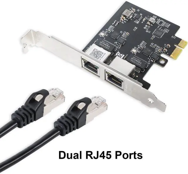 Alt view image 3 of 7 - 2.5Gbase-T PCIE NIC with Realtek RTL8125 Chip Dual RJ45 Port 2500/1000/100 Mbps Network Adapter PCIe X1 Ethernet Card for Windows/Windows Server/Linux