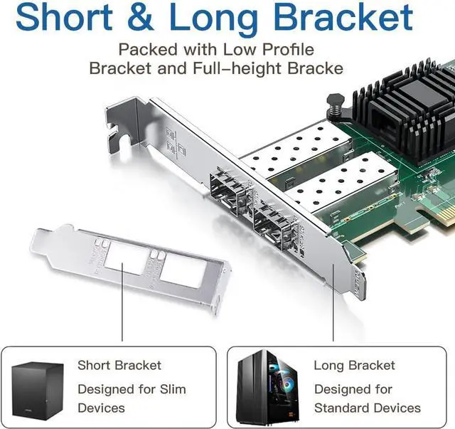 Alt view image 4 of 7 - H!Fiber 10Gb SFP+ PCI-E Network Card NIC with Intel 82599ES Chip Dual SFP+ Ports Compare to Intel X520-DA2 (E10G42BTDA) PCIe X8 Ethernet LAN Network Adapter Support Windows/Linux/VMware