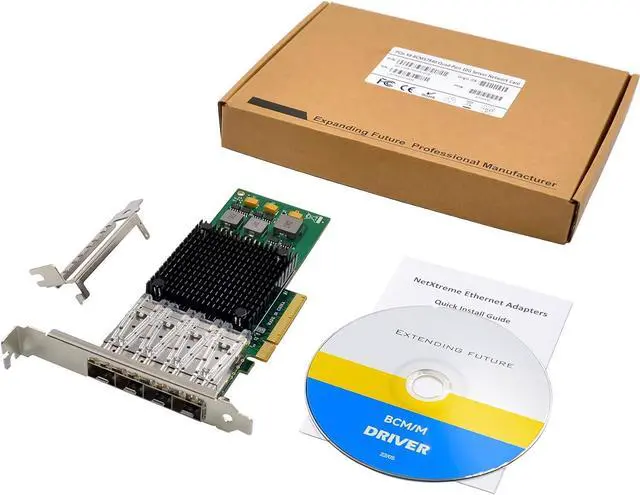 Alt view image 7 of 7 - 10Gb PCI-e 3.0 X8 NIC Network Card,Quad- SFP+ Port, with Broadcom BCM57840 Controller, PCI Express Ethernet LAN Adapter Support Windows Server/Linux/VMware