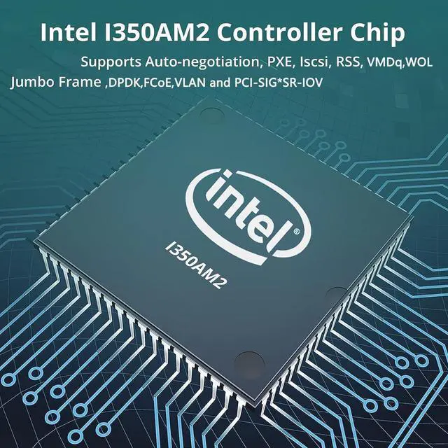 Alt view image 4 of 7 - Dual-Port PCIe x4 Gigabit Network Card with Intel I350 1000M PCI Express Ethernet Adapter with Intel I350-T2 Two Ports LAN NIC Card for Windows/Server/Linux/Freebsd/DOS