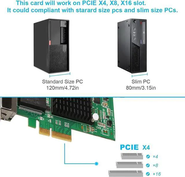 Alt view image 5 of 7 - Dual-Port PCIe x4 Gigabit Network Card with Intel I350 1000M PCI Express Ethernet Adapter with Intel I350-T2 Two Ports LAN NIC Card for Windows/Server/Linux/Freebsd/DOS