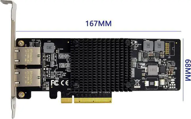 Alt view image 6 of 7 - Dual-Port 10G PCIe X8 Network Adapter Card with Intel-X550AT 10GBASE-T & NBASE-T PCI Express Network Interface Adapter 10/5/2.5/1GbE Multi Gigabit Ethernet 5 Speed NIC LAN Card(ST7280-X550AT2)