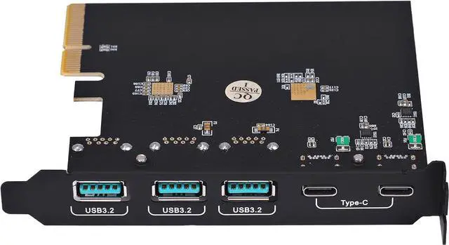 Alt view image 7 of 7 - PCIe Gen3 x2 USB 3.2/3.1 Card - PCI Express to 5-Port[Type C (2), Type A (3) ] USB 3.2 HUB Internal Expansion Card Contronller Adapter PCI Express Card Desktop PC Support Multiple INs