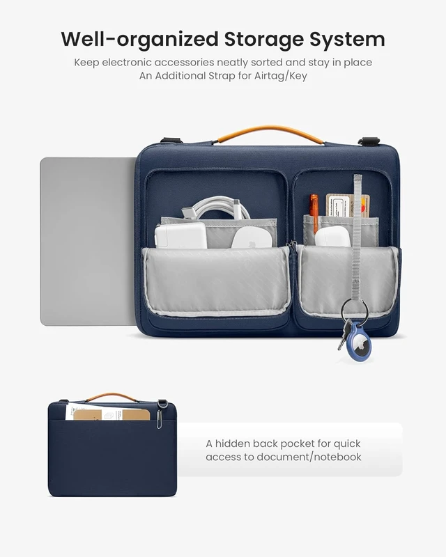 Alt view image 4 of 7 - 360 Protective Laptop Shoulder Bag for 13 Inch 2026 MacBook Air M5/A3449 M4/A3240 M3/A3113 2024-2019 MacBook Neo A18 Pro 13-in Surface Pro 11th AI/10 Water-Resistant Accessory Case