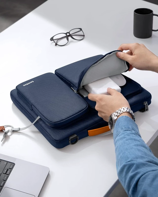Alt view image 2 of 7 - 360 Protective Laptop Shoulder Bag for 13 Inch 2026 MacBook Air M5/A3449 M4/A3240 M3/A3113 2024-2019 MacBook Neo A18 Pro 13-in Surface Pro 11th AI/10 Water-Resistant Accessory Case
