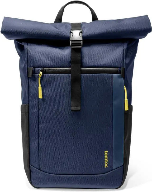 Main image of tomtoc Roll Top Laptop Backpack, Lightweight, Water-Resistant Travel Commute Casual Daypack for 13-16 inch MacBook, Universal 15.6 Laptop, Large Capacity Adjustable 17L-23L, Dark Blue