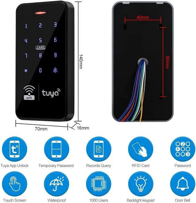 Alt view image 2 of 7 - WiFi Smart Electric Strike Lock Kit Low-Power Compact Lock, IP68 Waterproof Keypad, Tuya App Control, 1000 Users 12.5mm Bolt, Continuous-Duty Coil, All-in-One for Home/Office/Apartment