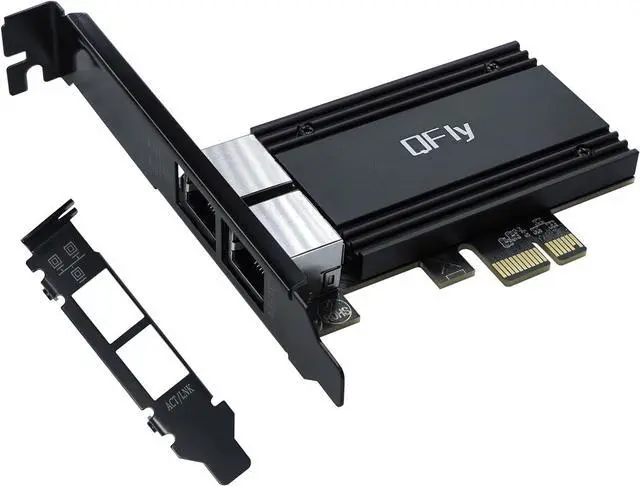 Main image of 2.5G Dual RJ45 Port PCI-E Network Card with RTL8125B Conrtoller, QFly 2.5Gb Ethernet Adapter Card Compatible with 100/1000Mbps/2.5G, Support Windows/Linux