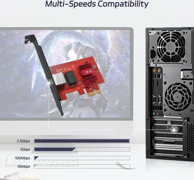 Alt view image 2 of 7 - 2.5G Base-T PCIe Network Adapter,RTL8125B 2500/1000/100Mbps PCI Express Gigabit Ethernet Card,1x RJ45 LAN Port 2.5G Network Card,Compatible with Windows/Linux\u2026