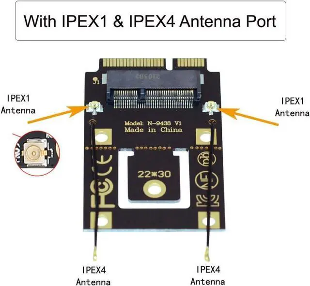 Alt view image 7 of 7 - ChenYang M.2 Key-A NGFF to Mini PCI-E PCI Express Converter Adapter for 9260 8265 7260 WIFI6 WIFI7 AC Card