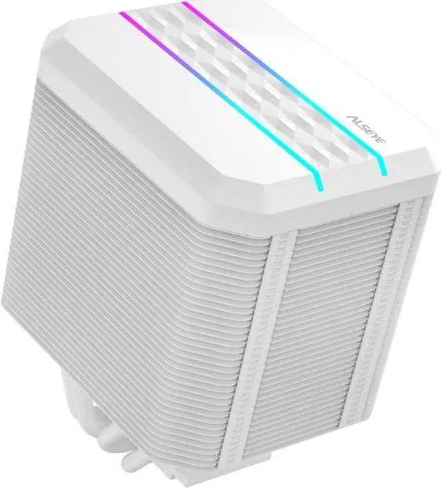 Alt view image 3 of 7 - ALSEYE M90 CPU Cooler, Hidden Fan Designed Dual Tower Air-Cooled CPU Cooler with ARGB Light Effect Cover Compatible with Both Intel and AMD Platform, LGA1700 Supported (M90 White)