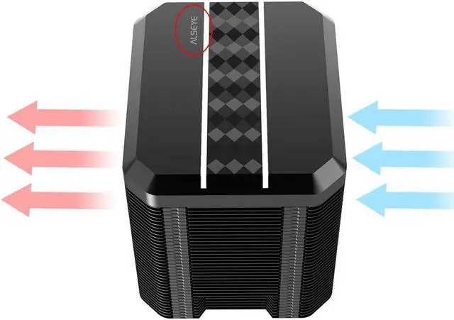 Alt view image 3 of 7 - ALSEYE M90 CPU Cooler, Hidden Fan Designed Dual Tower Air-Cooled CPU Cooler with ARGB Light Effect Cover Compatible with Both Intel and AMD Platform, LGA1700 Supported (M90 Black)