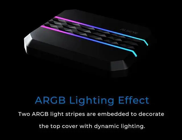 Alt view image 4 of 7 - ALSEYE M90 CPU Cooler, Hidden Fan Designed Dual Tower Air-Cooled CPU Cooler with ARGB Light Effect Cover Compatible with Both Intel and AMD Platform, LGA1700 Supported (M90 Black)