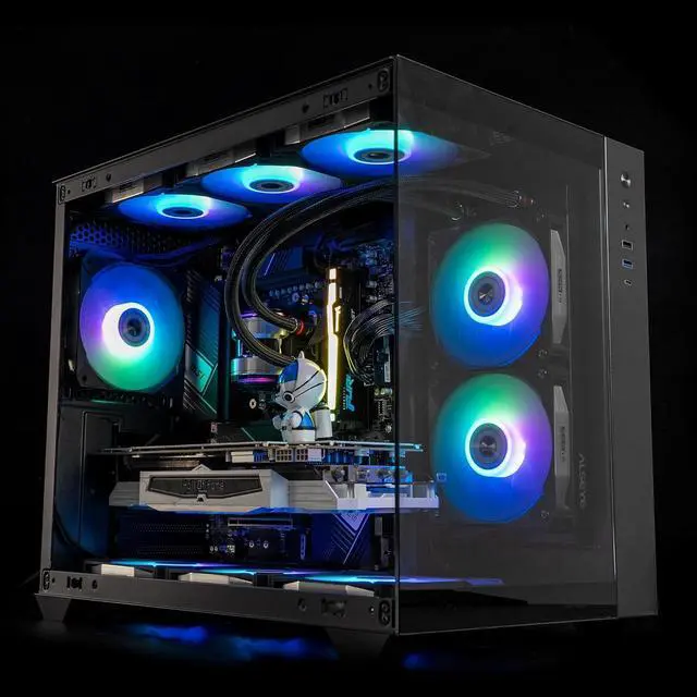 Alt view image 7 of 7 - i360 AIO CPU Liquid Cooler, Dual Pumps System CPU Water Cooler with Temperature Display Screen, 360mm Radiator & Three Snap-in Connection Wireless ARGB & PWM Case Fans (i360 White)