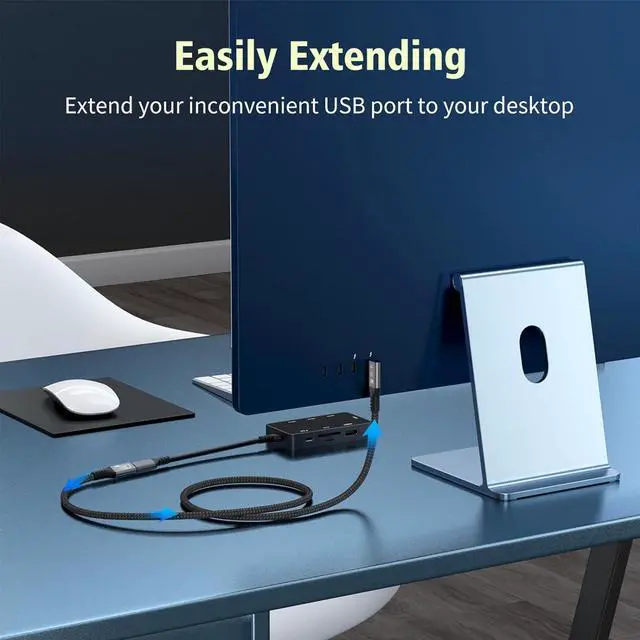 Alt view image 5 of 7 - CableDeconn USB4 8K Cable 0.5M Thunderbolt 4 USB 4 Type-c Male Bend to Female Extension Cable Ultra HD 8K@60Hz 100W Charging 40Gbps Data Transfer Compatible with External SSD eGPU
