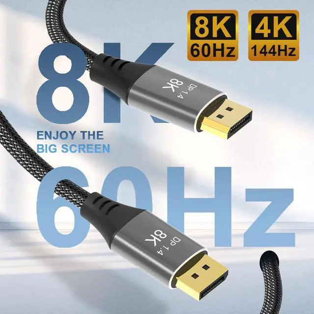 Alt view image 2 of 7 - CABLEDECONN Display Port to Displayport Cable 1.4 6.6ft_2PCS, 32.4Gbps Computer Monitor Cord, Dp 1.4 Cable Support 8K@60Hz 4K@144Hz, FreeSync, G-Sync, HDR, eARC, Connecting HDTVs, Graphics, PC