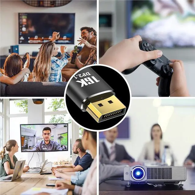 Alt view image 4 of 7 - CABLEDECONN 16K Displayport Cable 2.1 5ft, 80Gbps Display Port 2.1 Cable Support 16K@60Hz 8K@120Hz 4K@240Hz HDR, HDCP, DSC 1.2a, Dp to Dp Cable for FreeSync/G-Sync/Gaming Monitor/Graphics Card