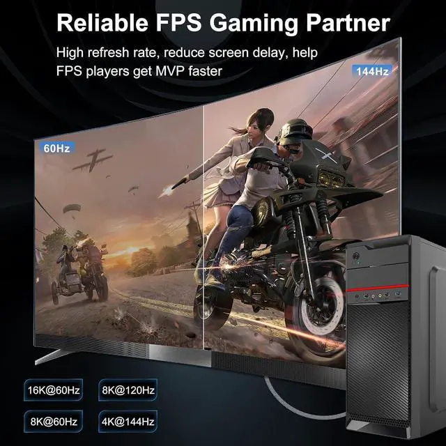 Alt view image 6 of 7 - CABLEDECONN 16K Displayport Cable 2.1 5ft, 80Gbps Display Port 2.1 Cable Support 16K@60Hz 8K@120Hz 4K@240Hz HDR, HDCP, DSC 1.2a, Dp to Dp Cable for FreeSync/G-Sync/Gaming Monitor/Graphics Card