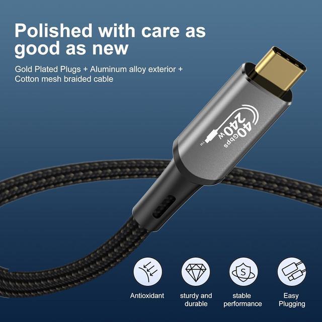 Alt view image 2 of 7 - USB4 Cable, with Thunderbolt 4, 240 W Charging, 40 Gbps Data Cable, 8K @ 60Hz 4K120Hz HDR, PD3.1, USB C to USB C Cable, for Hub, Dock MacBook, M1 M2, M3, Mac Studio SSD, Laptops, Monitor, 6.6ft long
