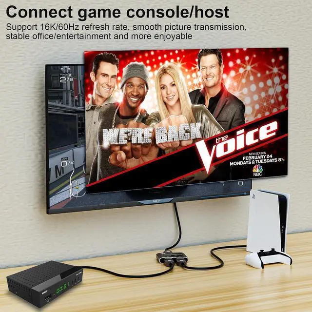 Alt view image 6 of 7 - CableDeconn DisplayPort 8K DP 1.4 Switch Bi-Direction 8K@30Hz 4K@120Hz Splitter Converter for Multiple Source and displays (dp 16k Switch 2x1)