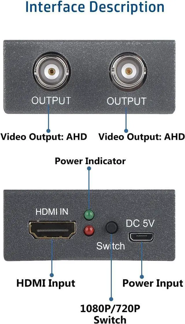 Alt view image 4 of 6 - HDMI to AHD Converter, HDMI to AHD for DVR Cameral HD CCTV Security System, Support AHD Loopout 500M Repeater
