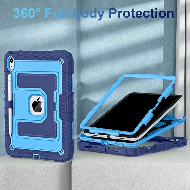Alt view image 2 of 6 - Case for iPad A16 11th Generation 11 Inch (2025) iPad 10th Generation 10.9 Inch (2022),i Pad A16 Case Military Grade Shockproof Cases with Pencil Holder Shoulder Strap,Navy Blue