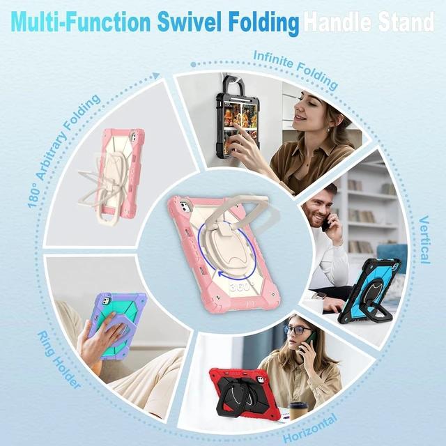 Alt view image 3 of 6 - for iPad Pro 13 Inch Case M5 2025/M4 2024 (7th Gen) with Screen Protector/360° Rotating Stand/Pencil Holder/Shoulder Strap,Military Grade Shockproof iPad Case 13 Inch iPad Pro M5/M4,Rose Gold