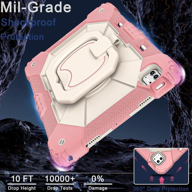 Alt view image 6 of 6 - for iPad Pro 13 Inch Case M5 2025/M4 2024 (7th Gen) with Screen Protector/360° Rotating Stand/Pencil Holder/Shoulder Strap,Military Grade Shockproof iPad Case 13 Inch iPad Pro M5/M4,Rose Gold