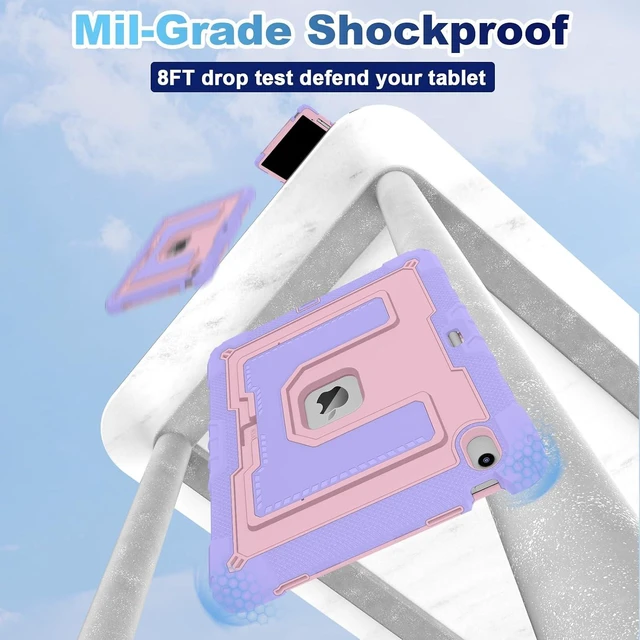Alt view image 7 of 7 - for iPad Air 13 Inch Case M4 2026/M3 2025/M2 2024, Full-Body Drop Protection Shockproof Cover for 13 Inch iPad Air with Large Kickstand, Pencil Holder and Shoulder Strap, Purple Rose