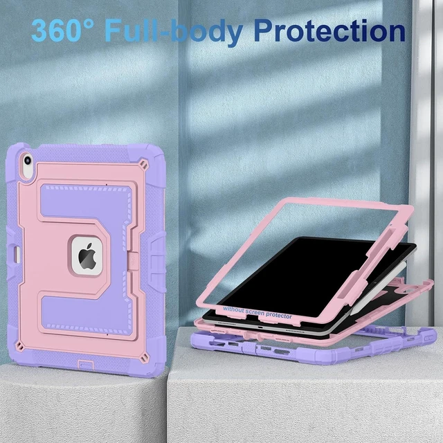 Alt view image 5 of 7 - for iPad Air 13 Inch Case M4 2026/M3 2025/M2 2024, Full-Body Drop Protection Shockproof Cover for 13 Inch iPad Air with Large Kickstand, Pencil Holder and Shoulder Strap, Purple Rose