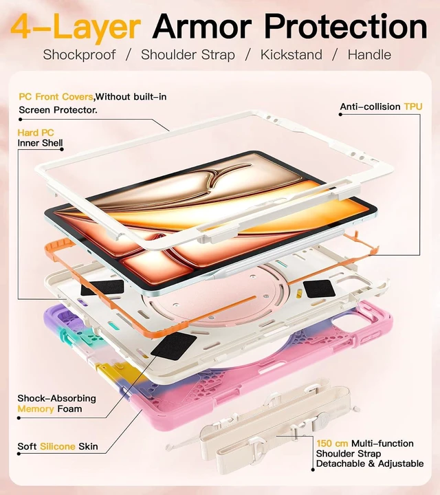 Alt view image 6 of 7 - for iPad Air 13 Inch Case, iPad Pro 12.9 Inch 6th/5th/4th/3rd Gen