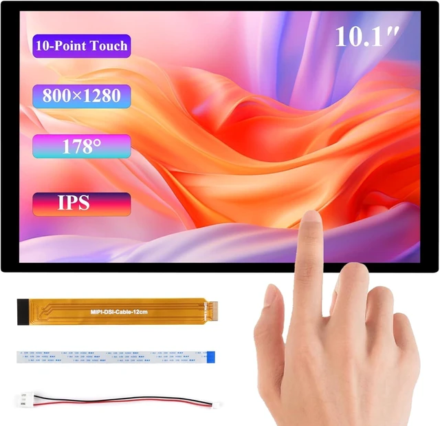 Main image of 10.1inch DSI LCD, 10-Point Capacitive Touch Screen Compatible with Raspberry Pi 5/4B/3B+/3A+/CM5/CM4/CM3+/CM3/RK3506/RK3576/ESP32-P4, 800x1280 IPS Display Panel, DSI Interface