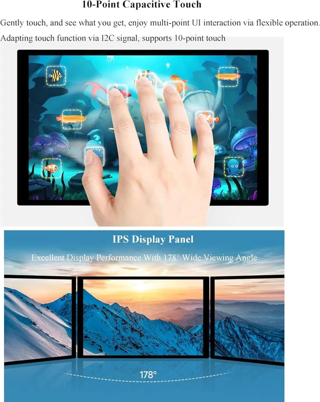Alt view image 6 of 7 - 10.1inch DSI LCD, 10-Point Capacitive Touch Screen Compatible with Raspberry Pi 5/4B/3B+/3A+/CM5/CM4/CM3+/CM3/RK3506/RK3576/ESP32-P4, 800x1280 IPS Display Panel, DSI Interface