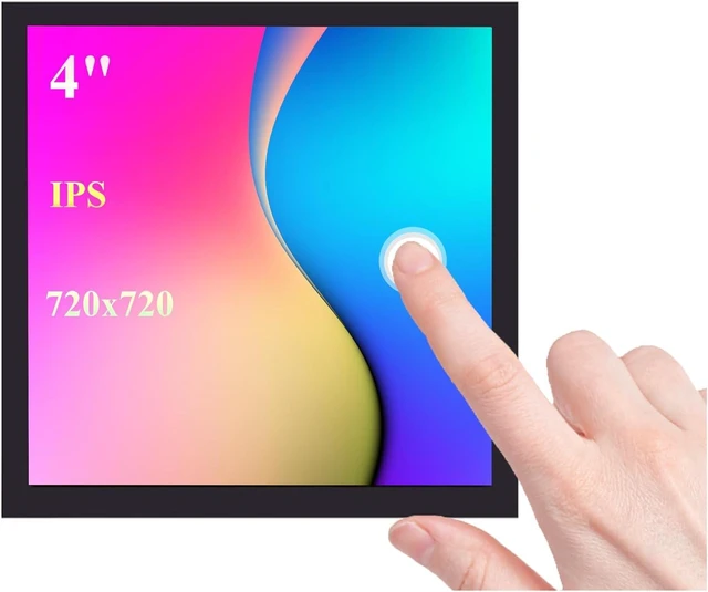 Main image of 4inch DPI LCD Square Capacitive Touch Screen Compatible with Raspberry Pi 5/4B/3B+/3B/2B/Zero/Zero W/WH/Zero 2W, 720x720 Resolution, IPS Display, Toughened Glass Cover Low Power Solution