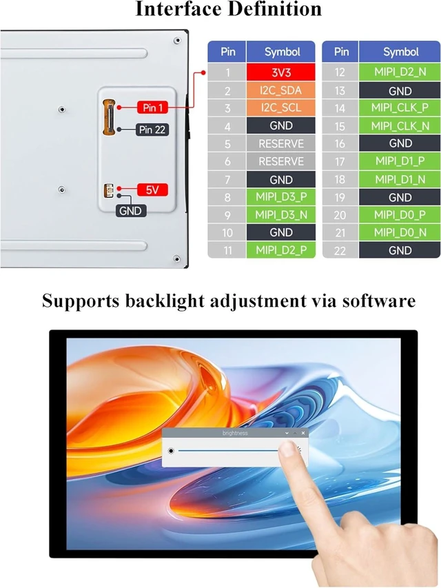 Alt view image 7 of 7 - 10.1inch DSI LCD, 10-Point Capacitive Touch Screen Compatible with Raspberry Pi 5/4B/3B+/3A+/CM5/CM4/CM3+/CM3/RK3506/RK3576/ESP32-P4, 800x1280 IPS Display Panel, DSI Interface