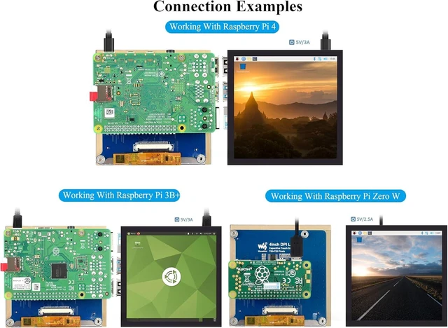 Alt view image 3 of 7 - 4inch DPI LCD Square Capacitive Touch Screen Compatible with Raspberry Pi 5/4B/3B+/3B/2B/Zero/Zero W/WH/Zero 2W, 720x720 Resolution, IPS Display, Toughened Glass Cover Low Power Solution