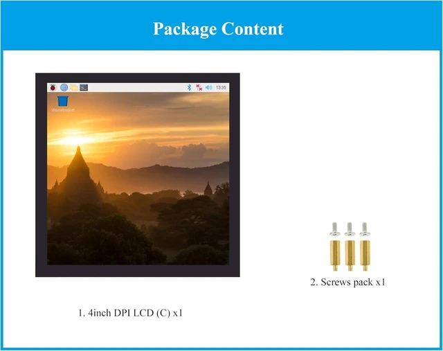 Alt view image 6 of 7 - 4inch DPI LCD Square Capacitive Touch Screen Compatible with Raspberry Pi 5/4B/3B+/3B/2B/Zero/Zero W/WH/Zero 2W, 720x720 Resolution, IPS Display, Toughened Glass Cover Low Power Solution