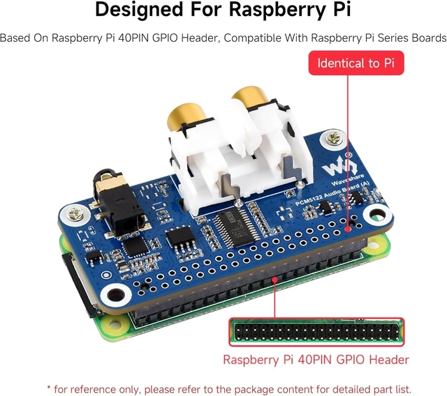 Alt view image 3 of 7 - PCM5122 HiFi I2S DAC Sound Card Audio Board Compatible with Raspberry Pi 5/4B/3B+/3B/Pi Zero W/Zero 2W/Pico W/Pico 2W, Stereo Encoding/Decoding, Onboard 3.5mm Headphone Jack & RCA Connector