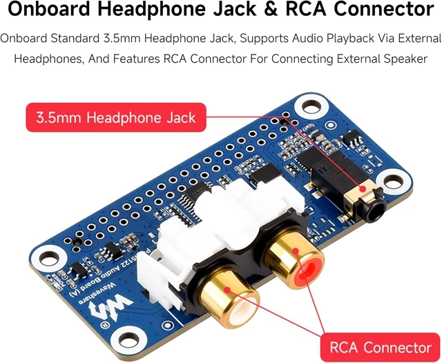Alt view image 4 of 7 - PCM5122 HiFi I2S DAC Sound Card Audio Board Compatible with Raspberry Pi 5/4B/3B+/3B/Pi Zero W/Zero 2W/Pico W/Pico 2W, Stereo Encoding/Decoding, Onboard 3.5mm Headphone Jack & RCA Connector
