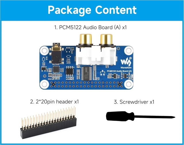 Alt view image 6 of 7 - PCM5122 HiFi I2S DAC Sound Card Audio Board Compatible with Raspberry Pi 5/4B/3B+/3B/Pi Zero W/Zero 2W/Pico W/Pico 2W, Stereo Encoding/Decoding, Onboard 3.5mm Headphone Jack & RCA Connector